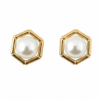 Hexagonal Pearl Stud Earrings