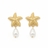 The Golden Sea Star & Pearl Drop Earrings